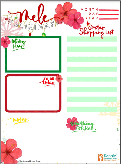 Holiday planner example