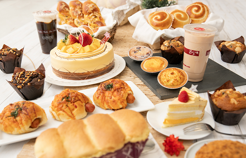 A selection of baked goods from 85°C Bakery Café.