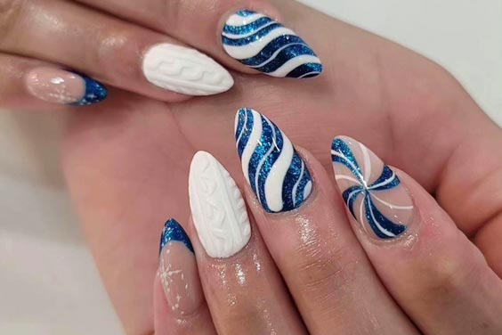 Photo of holiday themed nail art by Onyx Nails